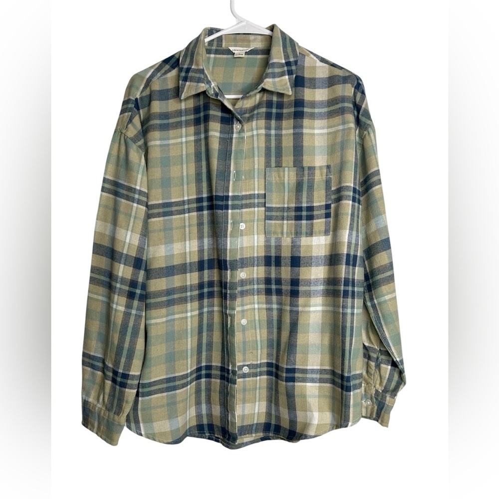 Aeropostale Plaid Long Sleeve Button-Up Cotton Shirt, Skater, Layering, Relaxed